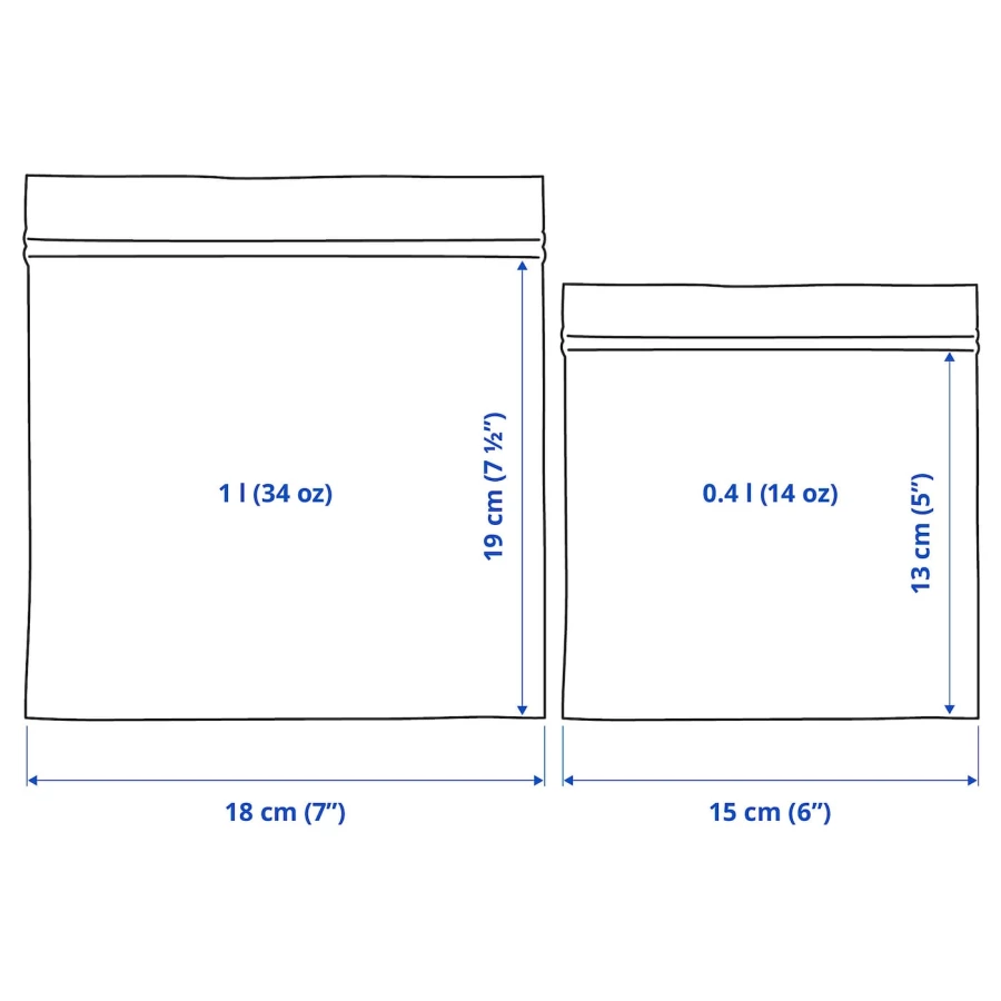 Пакет для продуктов, 60 шт. - IKEA ISTAD, 1 л/0.4 л, черный/желтый, ИСТАД ИКЕА (изображение №6)