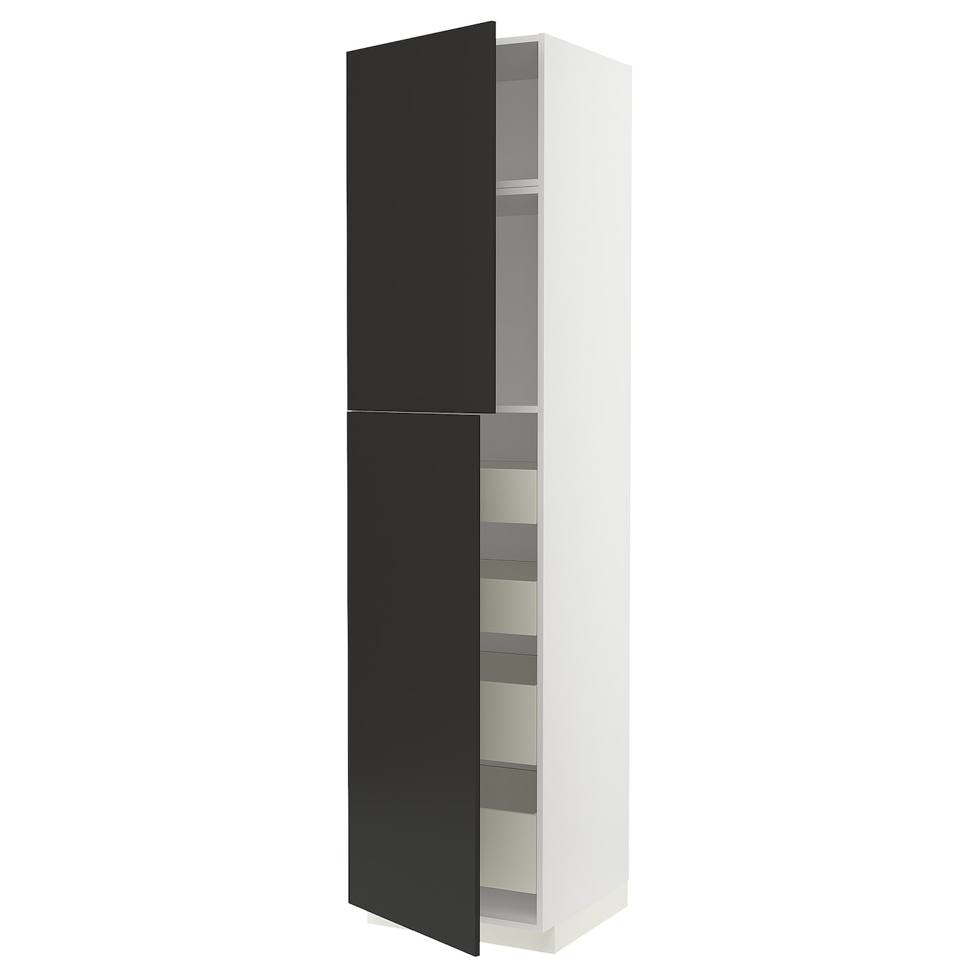 Высокий шкаф с ящиками - IKEA METOD/MAXIMERA/МЕТОД/МАКСИМЕРА ИКЕА, 240х60х60 см, черный/белый