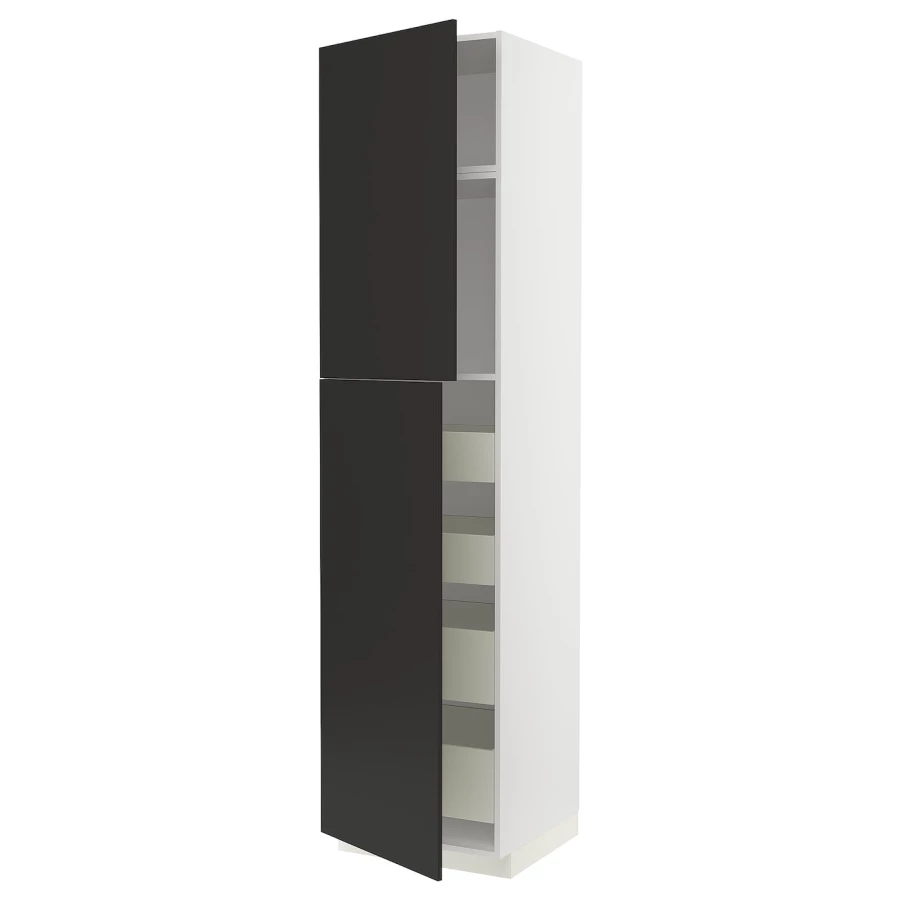 Высокий шкаф с ящиками - IKEA METOD/MAXIMERA/МЕТОД/МАКСИМЕРА ИКЕА, 240х60х60 см, черный/белый (изображение №1)