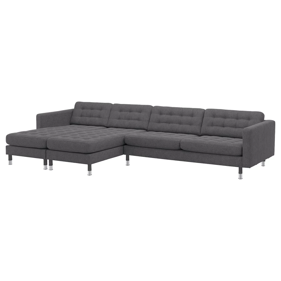 5-местный диван с шезлонгом - IKEA LANDSKRONA, 78x158x360см, темно-серый, ЛАНДСКРУНА ИКЕА (изображение №1)