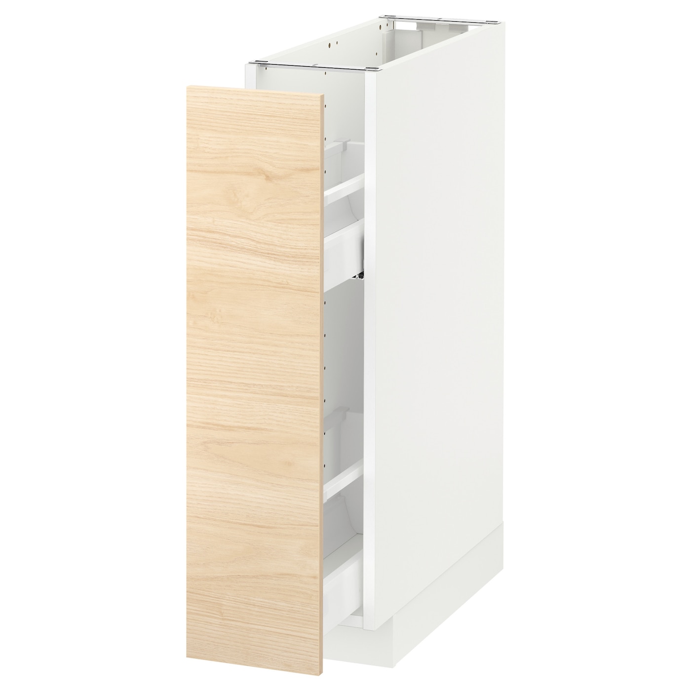 Напольный шкаф - IKEA METOD, 88x62x20см, белый/светлый ясень, МЕТОД ИКЕА