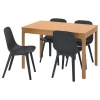 Стол и 4 стула - IKEA EKEDALEN/ODGER/ЭКЕДАЛЕН/ОДГЕР ИКЕА, 120/180х80 см, дуб/темно-серый