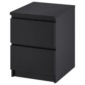 Комод с 2 ящиками - IKEA MALM ИКЕА МАЛЬМ, 40х55х48 см, черно-коричневый