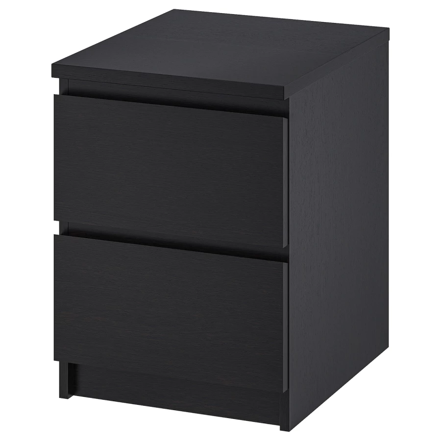 Комод с 2 ящиками - IKEA MALM, 40х55х48 см, черно-коричневый МАЛЬМ ИКЕА (изображение №1)
