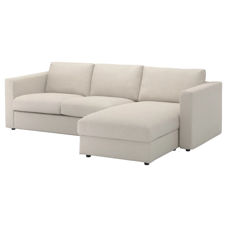 Угловой 3-местный диван с шезлонгом - IKEA VIMLE/ВИМЛЕ ИКЕА, 83х98х252 см, бежевый (изображение №1)