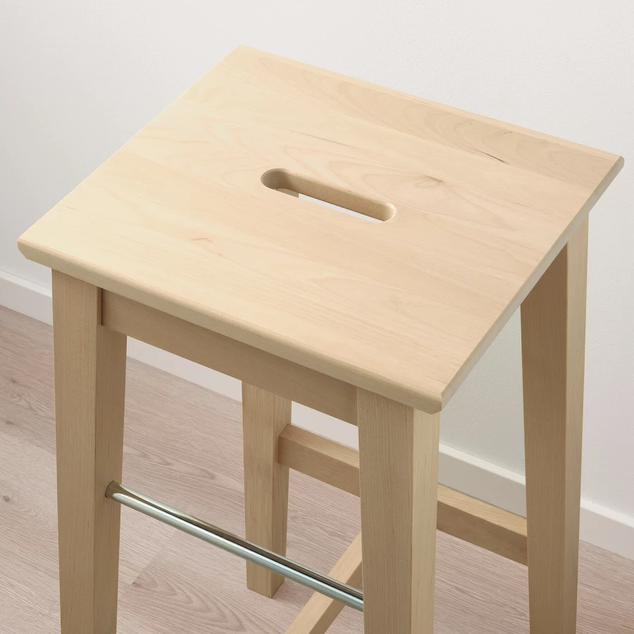 Барный стул - IKEA NILSOLLE/НИЛЬСОЛЛЕ ИКЕА, 39х39х74 см, береза (изображение №5)