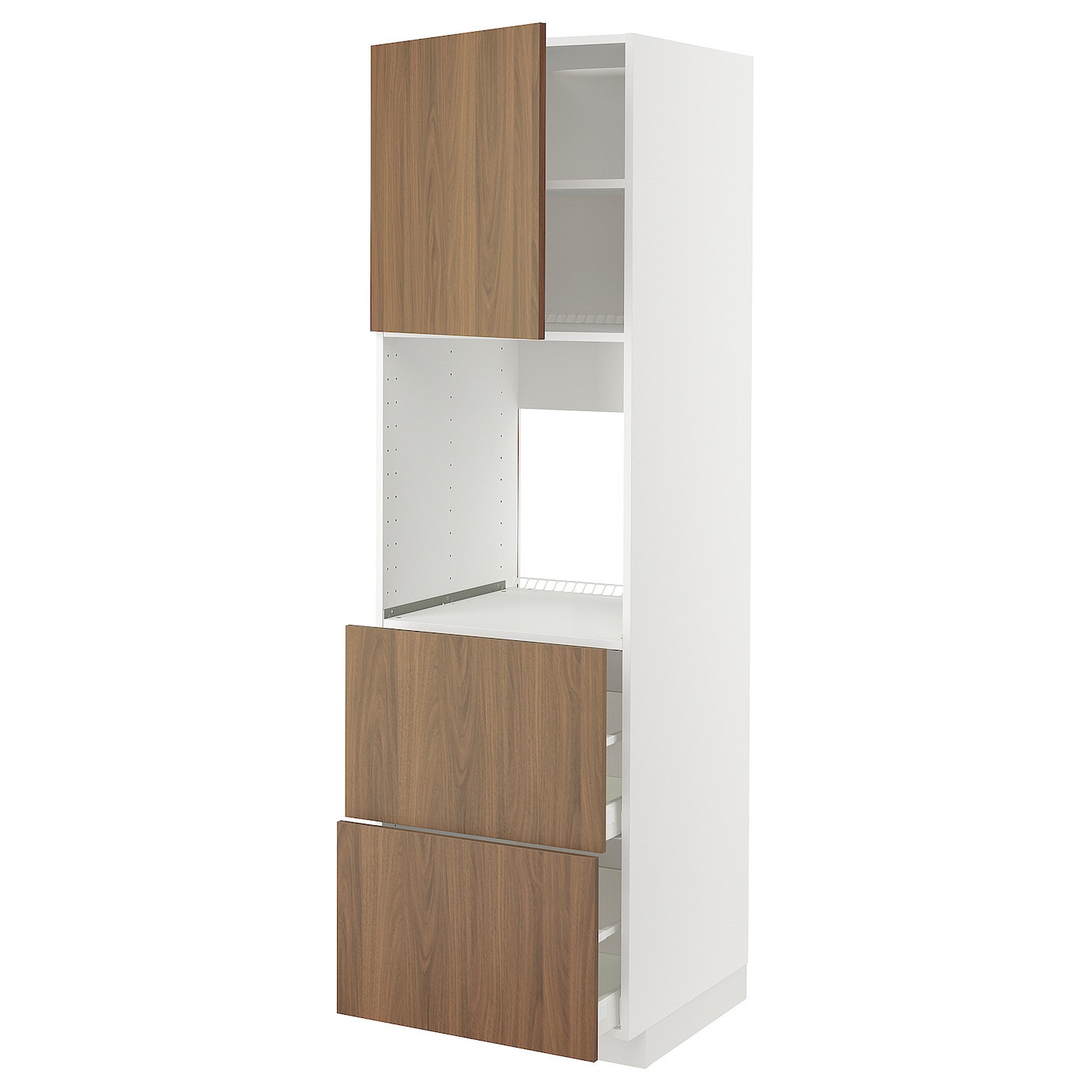 Высокий шкаф с ящиками - IKEA METOD/MAXIMERA/МЕТОД/МАКСИМЕРА ИКЕА, 200х60х60 см, белый/коричневый