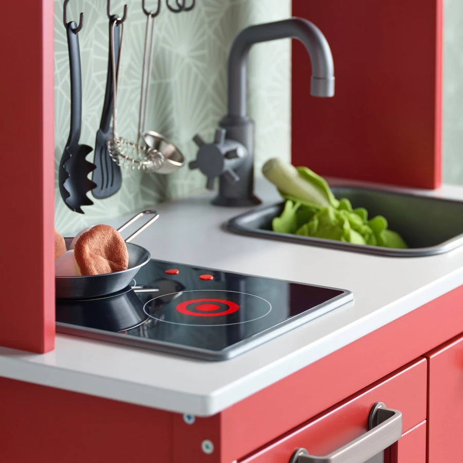 Игровая кухня - IKEA DUKTIG, 72x40x109 см, красный/белый  ДУКТИГ ИКЕА (изображение №5)