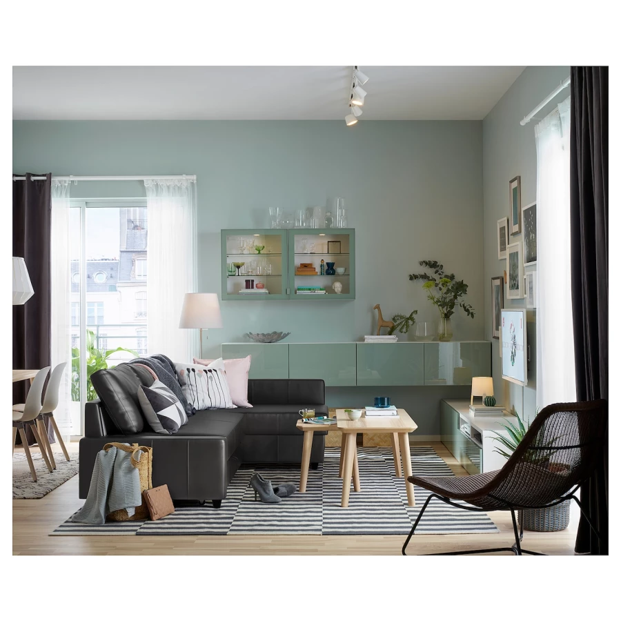 Угловой диван с функцией сна - IKEA FRIHETEN/ФРИХЕТЕН ИКЕА, 86х151х230 см, черный (изображение №8)
