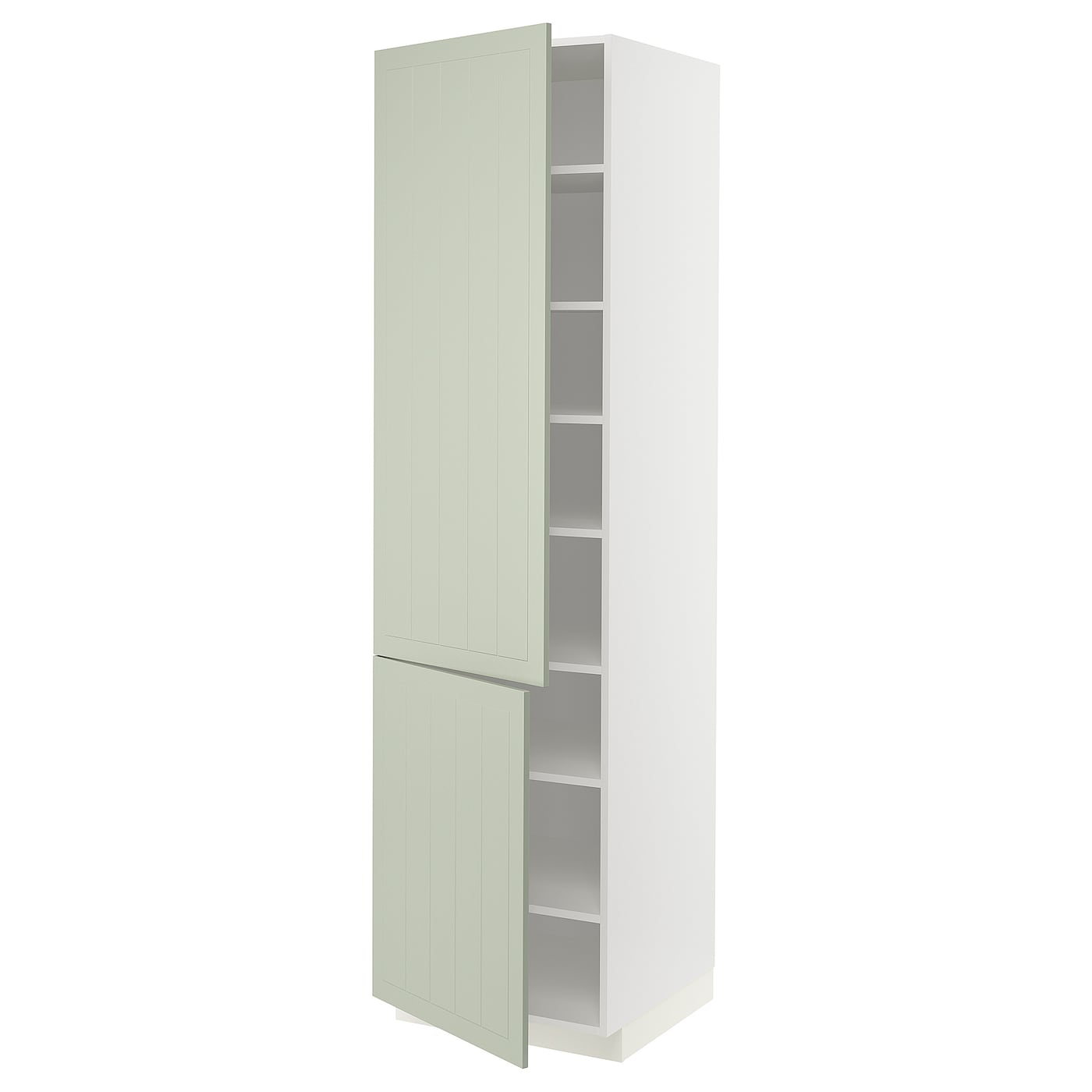 Высокий кухонный шкаф с полками - IKEA METOD/МЕТОД ИКЕА, 220х60х60 см, белый/зеленый