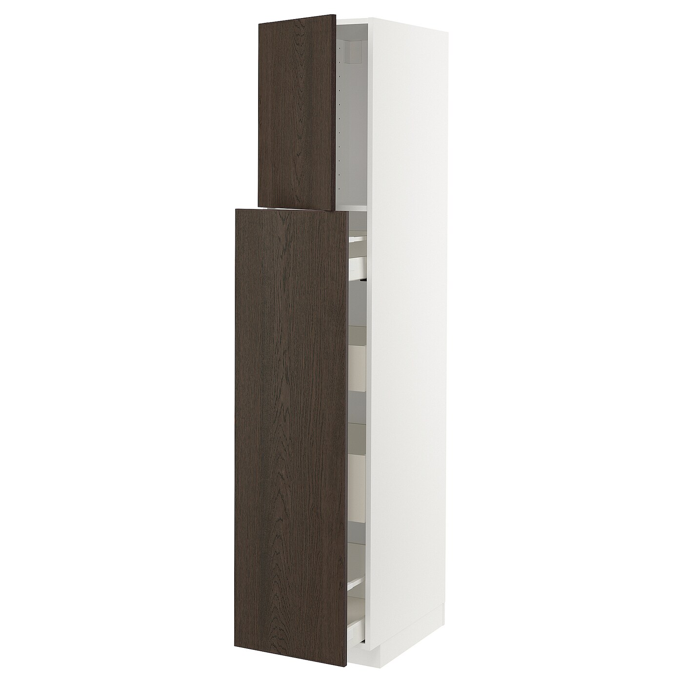 Высокий шкаф - IKEA METOD/MAXIMERA/МЕТОД/МАКСИМЕРА ИКЕА, 200х60х40 см, белый-коричневый