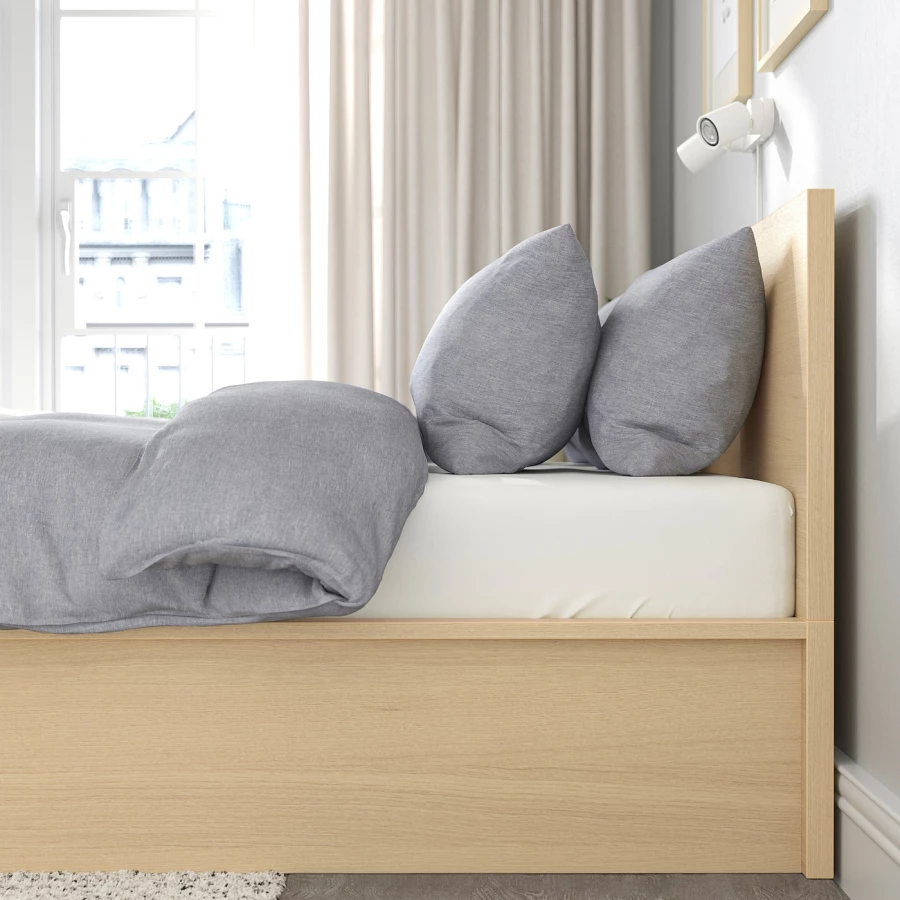 Кровать с ящиком для хранения - IKEA MALM, 200х140 см, под беленый дуб, МАЛЬМ ИКЕА (изображение №5)