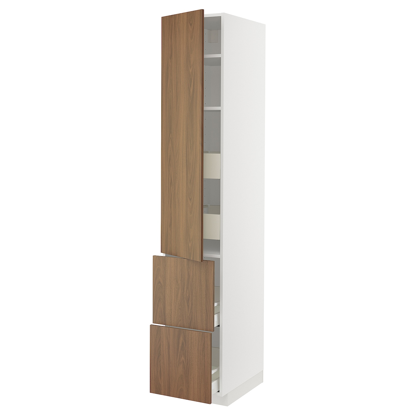 Высокий шкаф с ящиками - IKEA METOD/MAXIMERA/МЕТОД/МАКСИМЕРА ИКЕА, 220х60х40 см, белый/коричневый