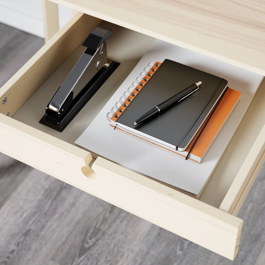 Письменный стол с ящиком - IKEA LISABO, 118х45 см, ясеневый шпон, ЛИСАБО ИКЕА (изображение №4)