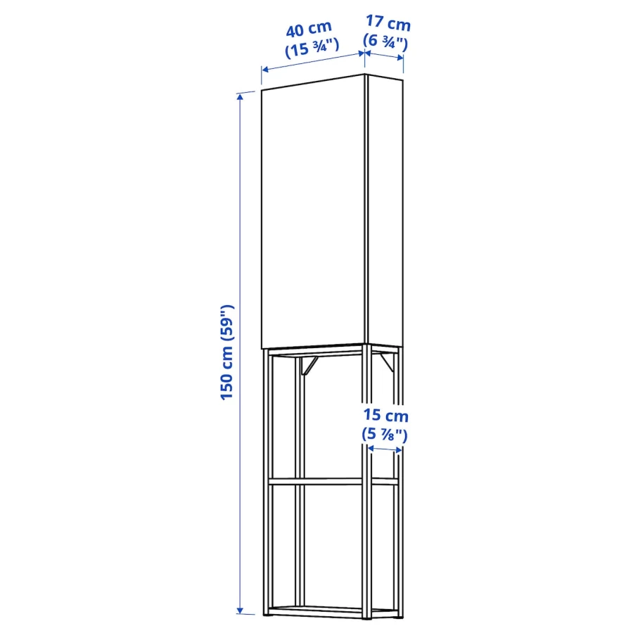 Комбинация - IKEA ENHET/ЭНХЕТ ИКЕА, 150х17х40 см, белый (изображение №4)