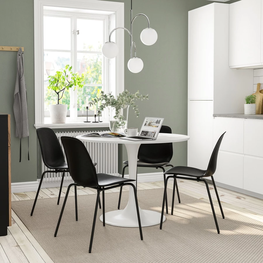 Кухонный стол - DOCKSTA/LIDÅS IKEA/ ДОКСТА/ЛИДОС ИКЕА, 103х75 см, белый/черный (изображение №2)