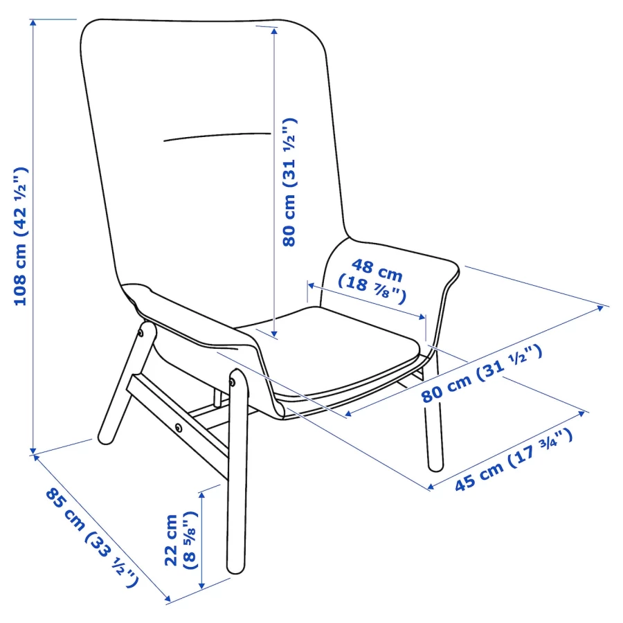 Кресло с высокой спинкой - IKEA VEDBO/ВЕДБО ИКЕА, 108х85х80 см, розовый (изображение №7)