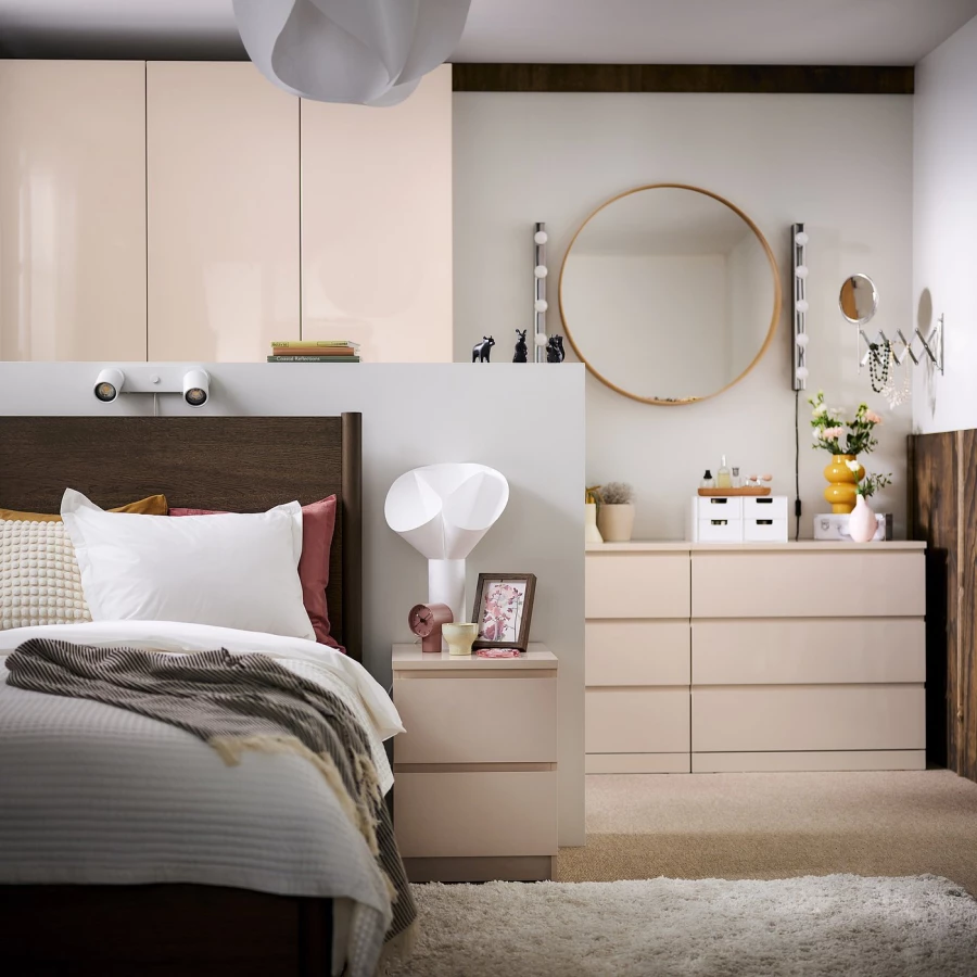 Комод - IKEA MALM/МАЛЬМ ИКЕА, 78х48х80 см, светло-оранжевый/глянцевый (изображение №5)