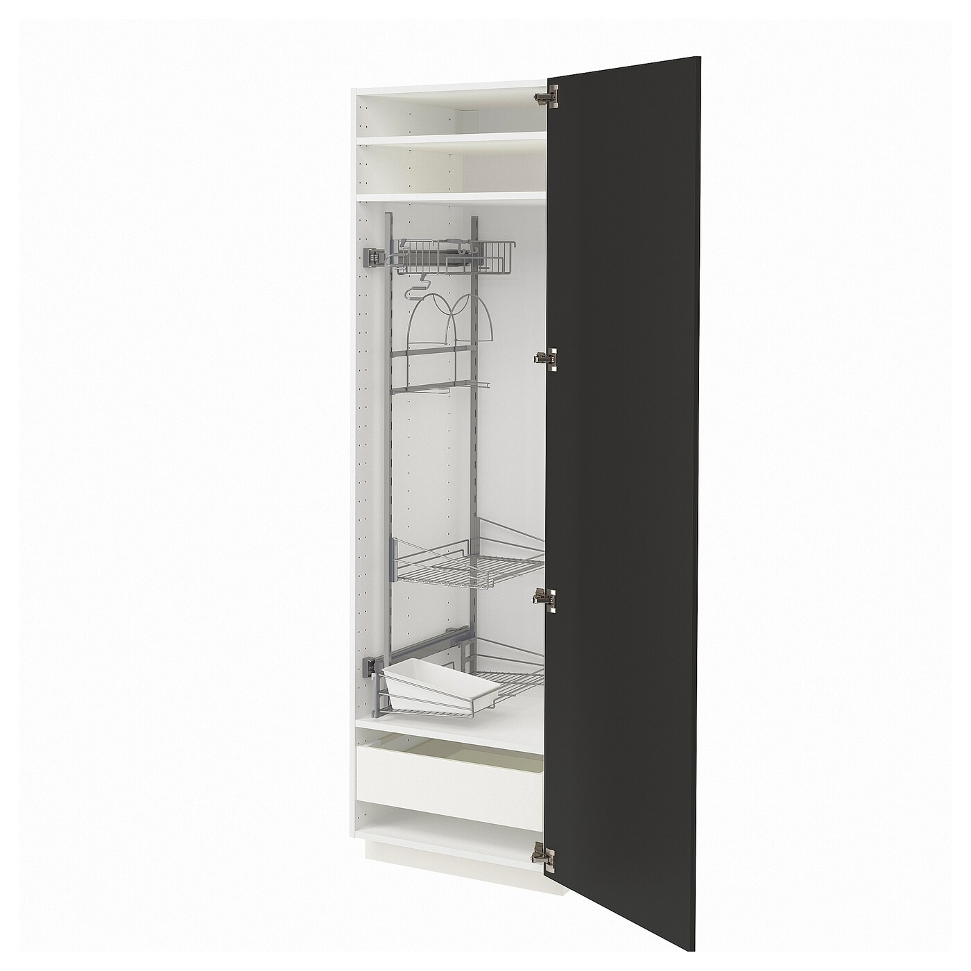 Высокий шкаф/бытовой - IKEA METOD/MAXIMERA/МЕТОД/МАКСИМЕРА ИКЕА, 200х60х60 см, белый/черный