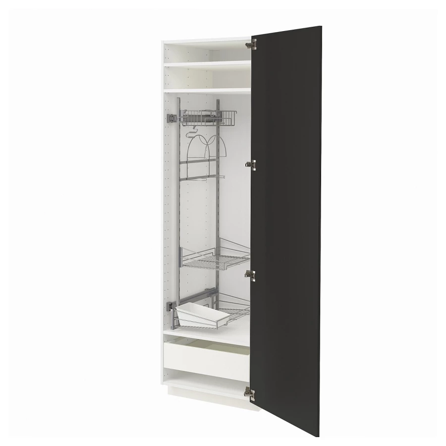 Высокий шкаф/бытовой - IKEA METOD/MAXIMERA/МЕТОД/МАКСИМЕРА ИКЕА, 200х60х60 см, белый/черный (изображение №1)