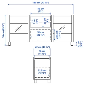 Тумба под ТВ с ящиками - IKEA BESTÅ/BESTA/БЕСТО ИКЕА, 42х74х180 см, белый