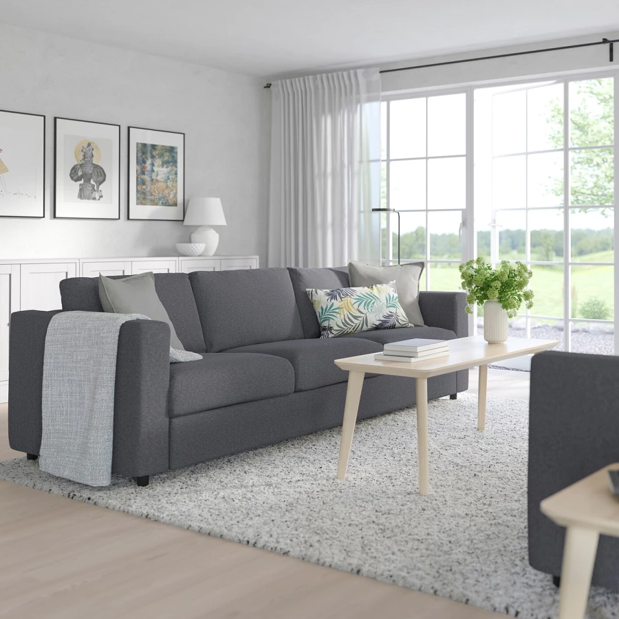 3-местный диван с шезлонгом - IKEA VIMLE, 98x261см, темно-серый, ВИМЛЕ ИКЕА (изображение №2)