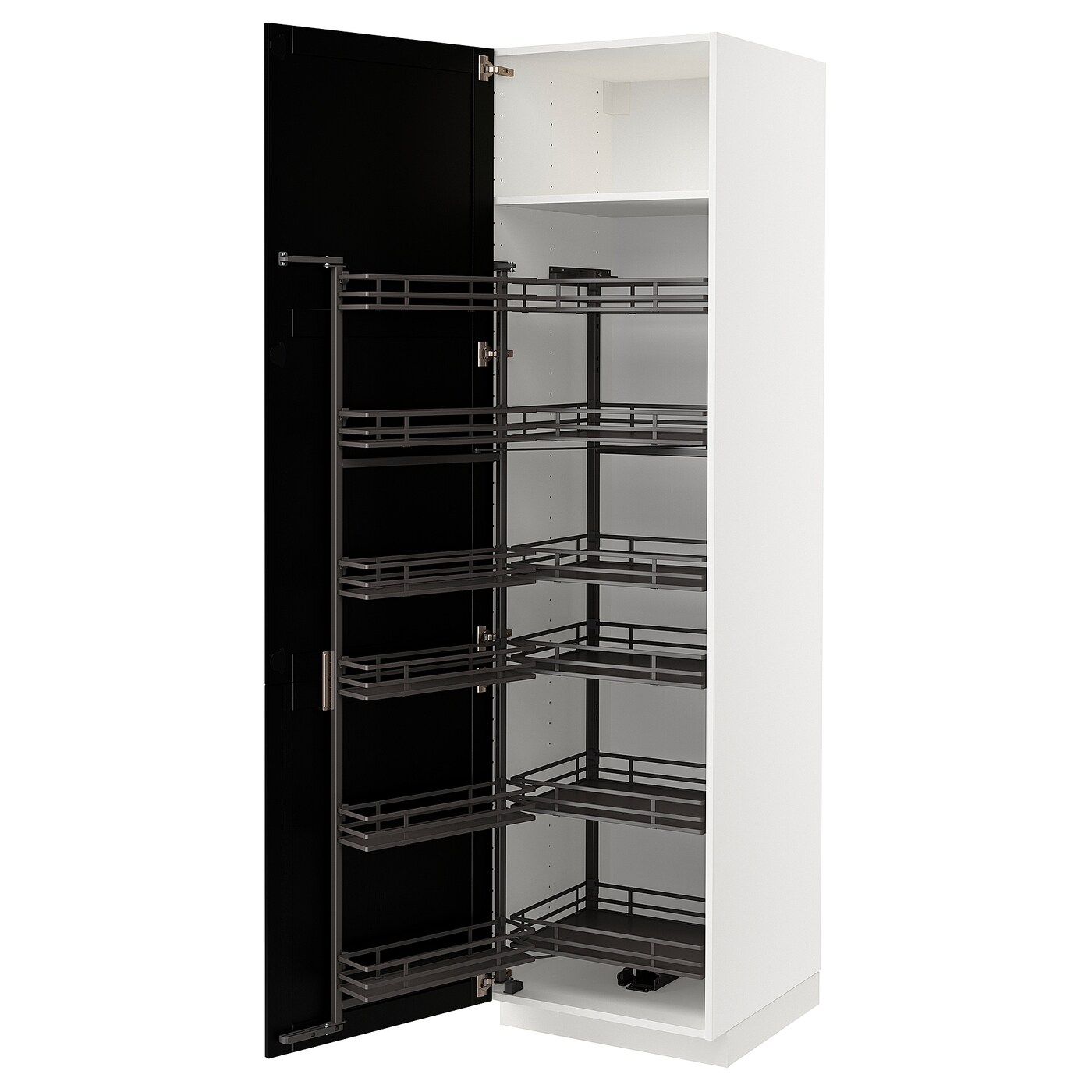 Высокий шкаф с выдвижной кладовой - IKEA METOD/МЕТОД ИКЕА, 60х60х220 см, черный/белый