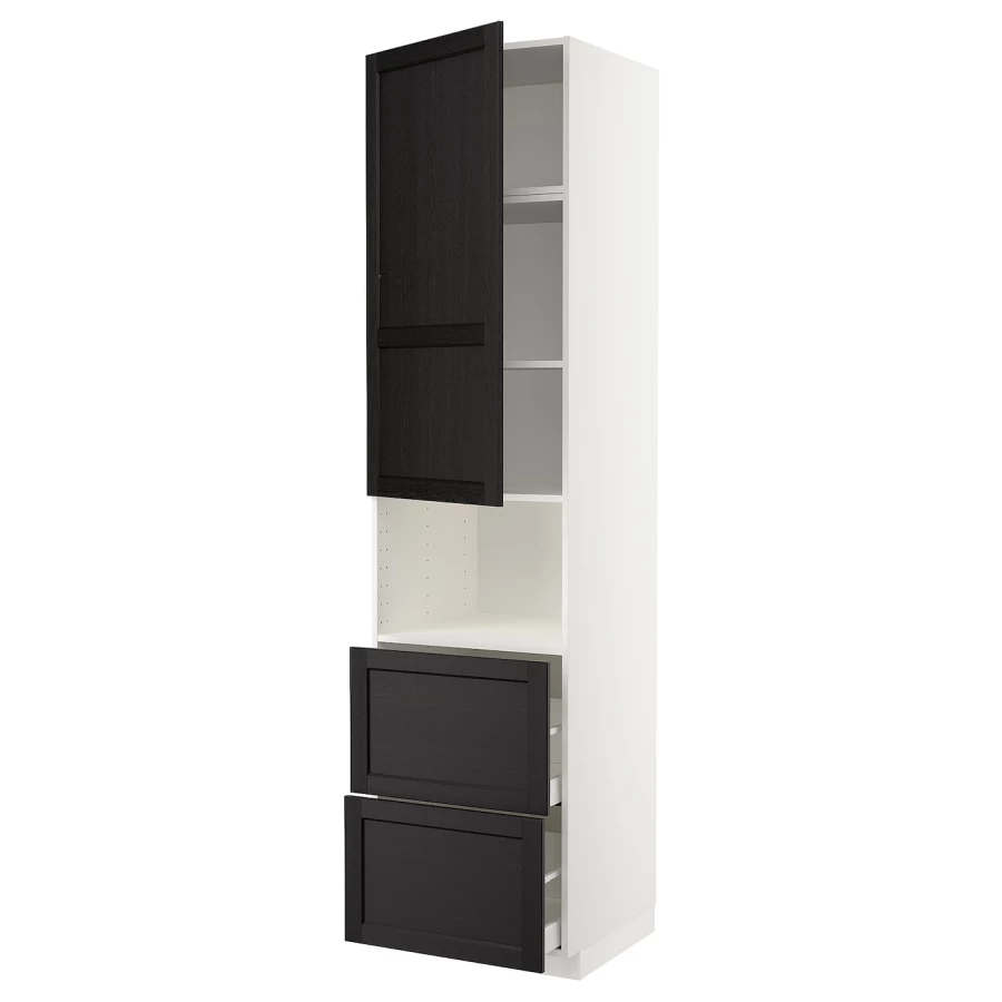 Высокий шкаф с ящиками - IKEA METOD/MAXIMERA/МЕТОД/МАКСИМЕРА ИКЕА, 240х60х60 см, черный/белый (изображение №1)