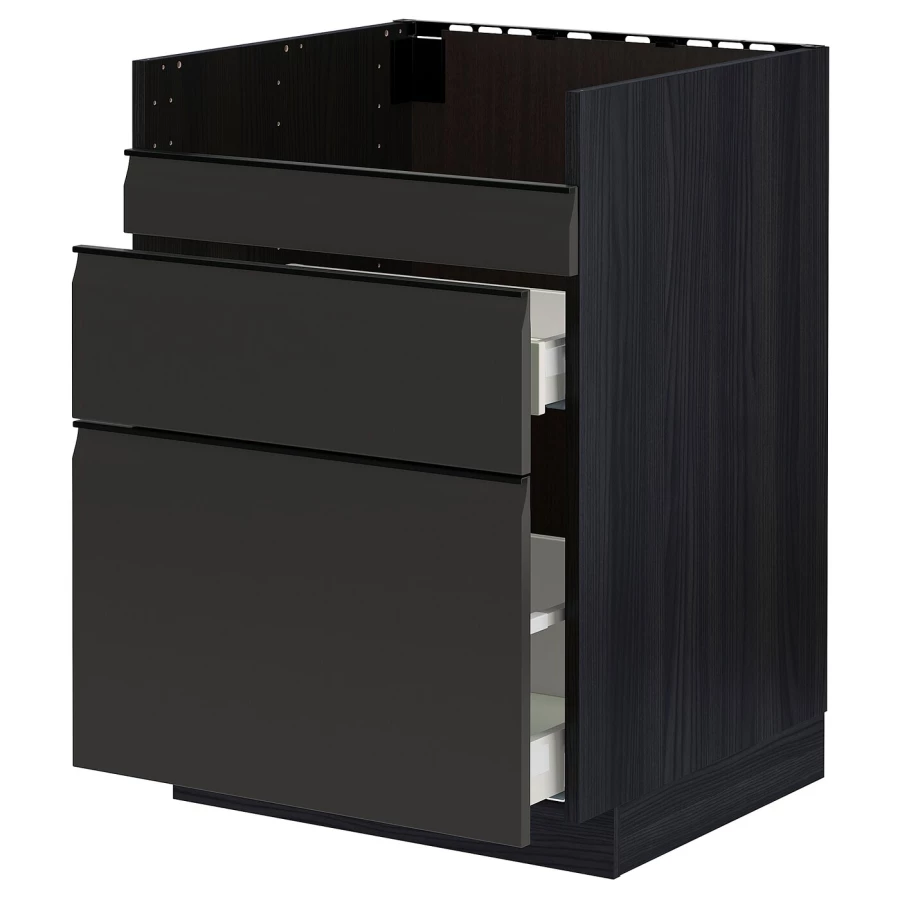 Шкаф под раковину/3 шт/2 шт - METOD / HAVSEN/MAXIMERA  IKEA/ МЕТОД/ХАВСЕН/МАКСИМЕРА ИКЕА, 88х60 см,  черный (изображение №1)