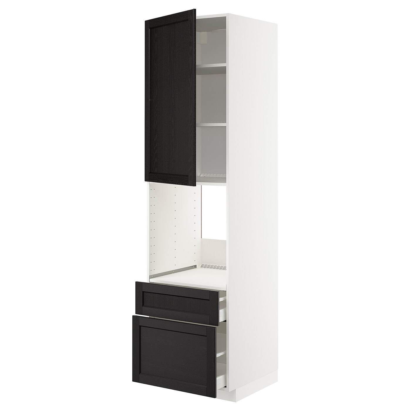 Кухонный шкаф-пенал - IKEA METOD/МЕТОД ИКЕА, 220х60х60 см, черный/белый