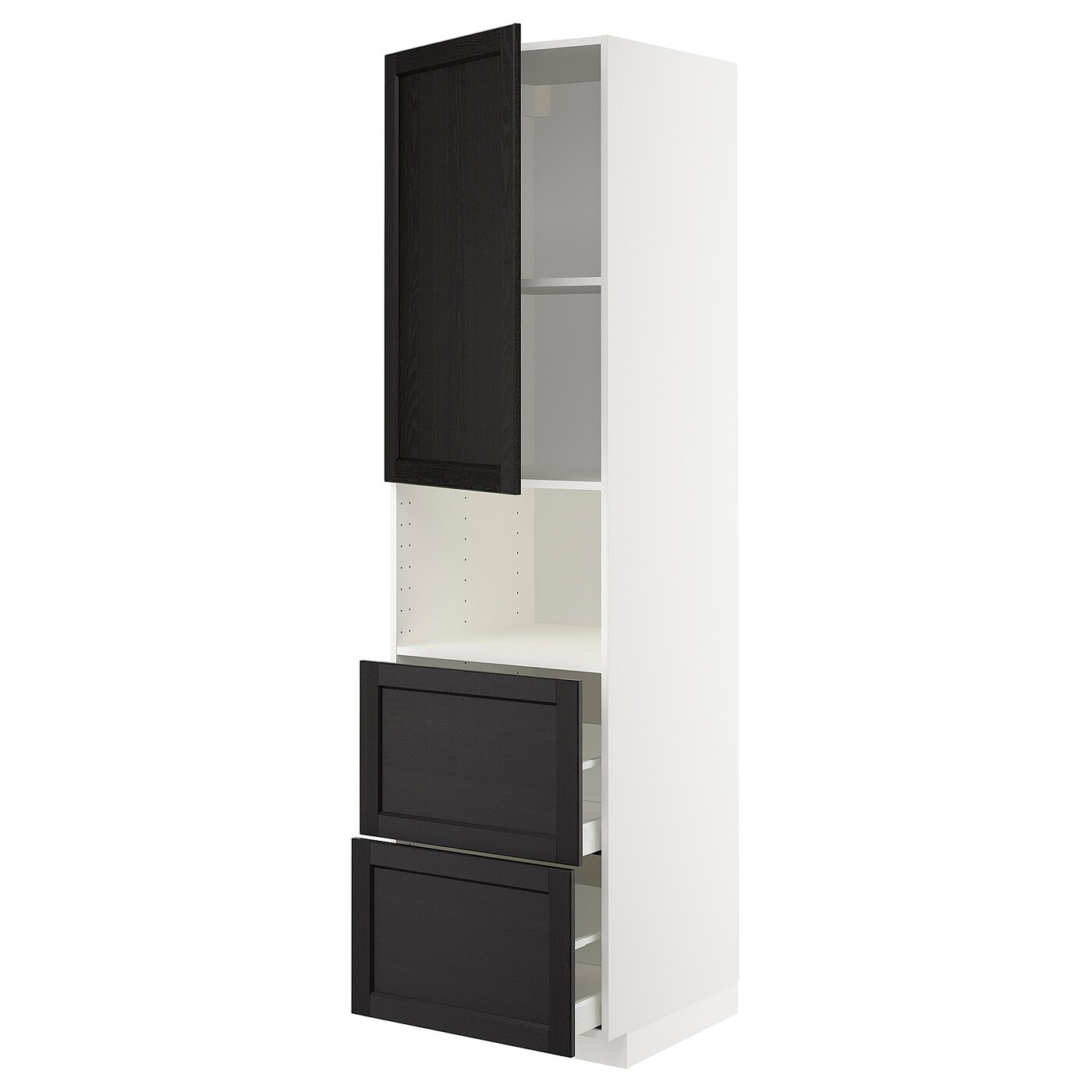 Высокий шкаф - IKEA METOD/MAXIMERA/МЕТОД/МАКСИМЕРА ИКЕА, 220х60х60 см, белый/черный