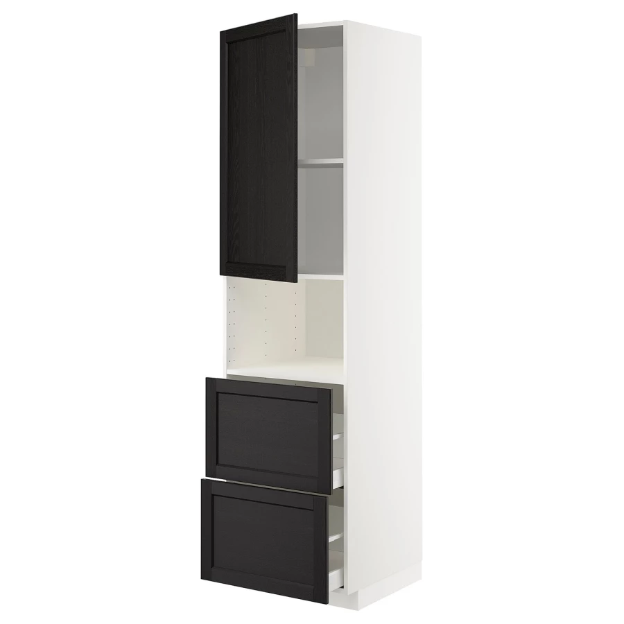 Высокий шкаф - IKEA METOD/MAXIMERA/МЕТОД/МАКСИМЕРА ИКЕА, 220х60х60 см, белый/черный (изображение №1)