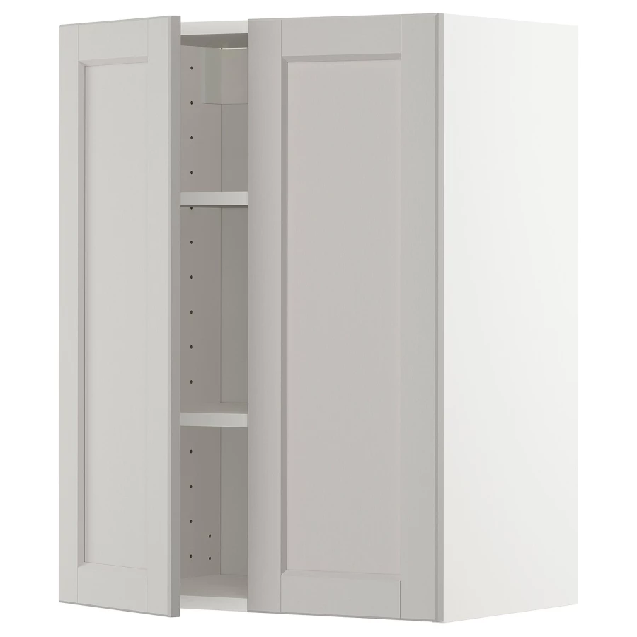 Навесной шкаф с полкой - METOD IKEA/ МЕТОД ИКЕА, 80х60 см, белый/светло-серый (изображение №1)