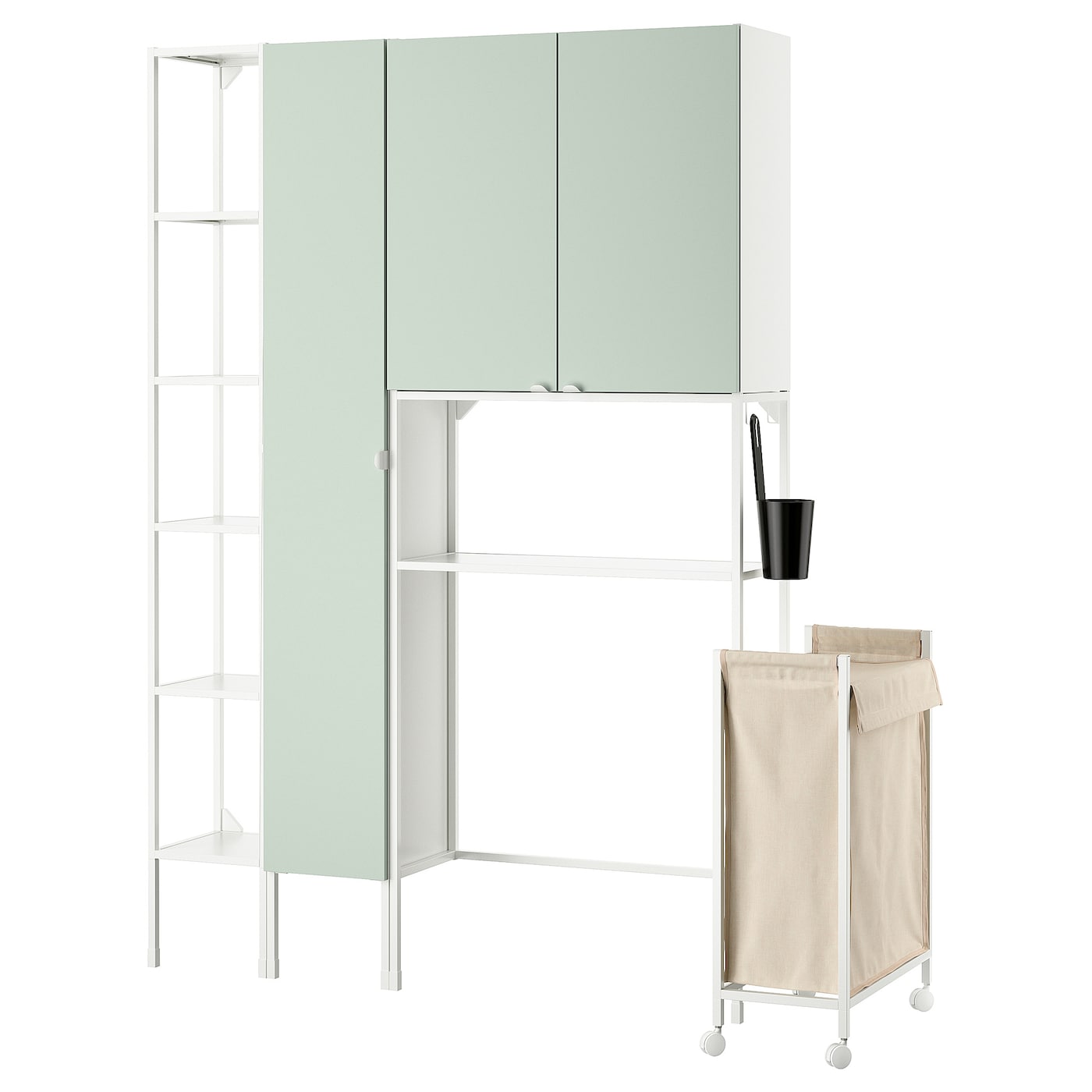 Комбинация для ванной - IKEA ENHET, 140х32х204 см, белый/светло-зеленый, ЭНХЕТ ИКЕА