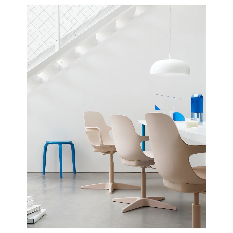 Офисный стул - IKEA ODGER, 68x68x90см, бежевый, ОДГЕР ИКЕА (изображение №7)