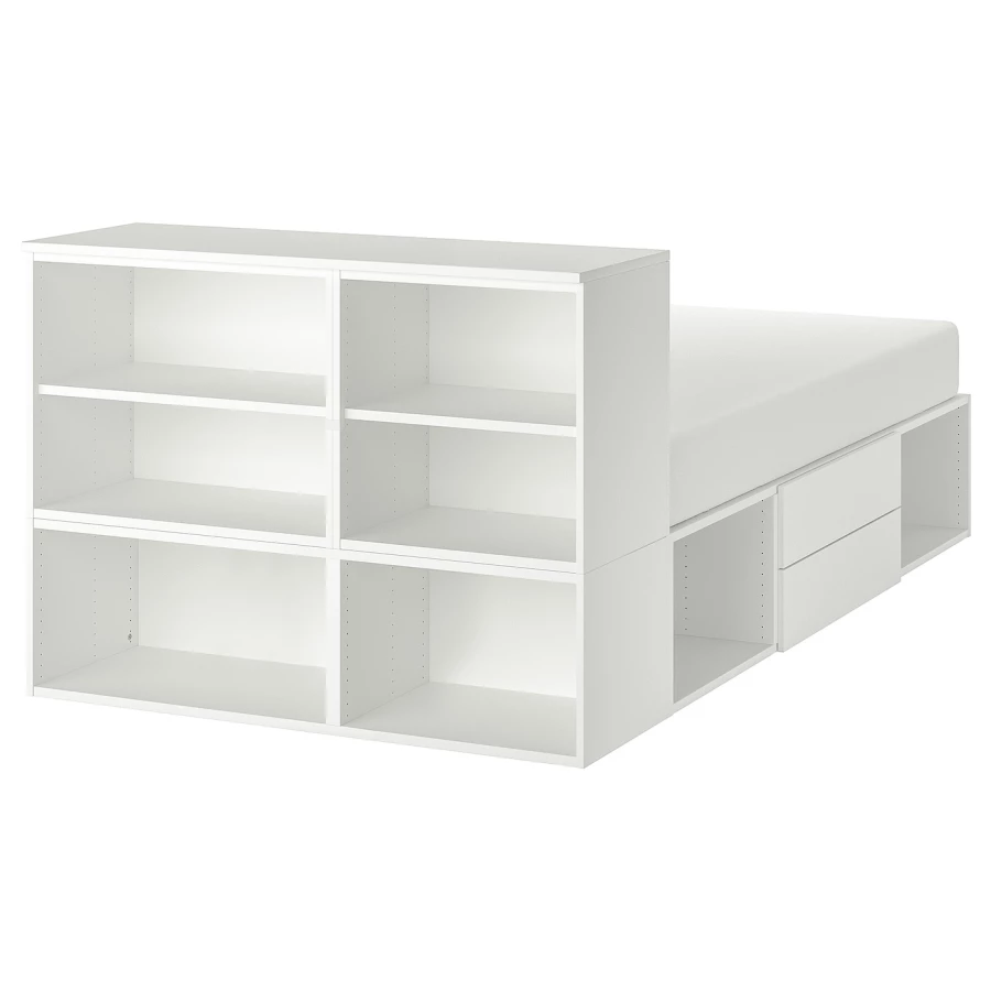 Каркас кровати с 2 ящиками - IKEA PLATSA, 200х140 см, белый, ПЛАТСА ИКЕА (изображение №1)