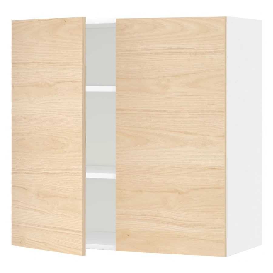 Навесной шкаф с полкой - METOD IKEA/ МЕТОД ИКЕА, 80х80 см, белый/под беленый дуб (изображение №1)