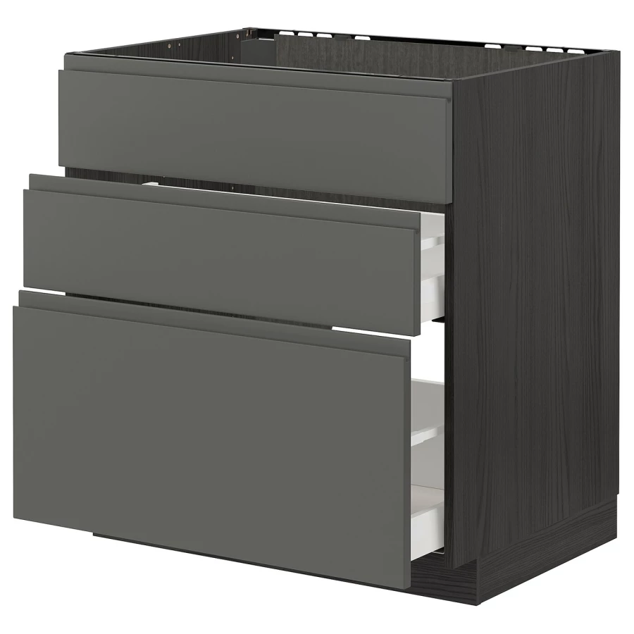 Напольный кухонный шкаф  - IKEA METOD MAXIMERA, 88x62x80см, черный/темно-серый, МЕТОД МАКСИМЕРА ИКЕА (изображение №1)