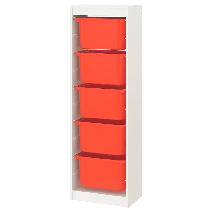 Стеллаж - IKEA TROFAST, 46х30х145 см, белый/оранжевый, ТРУФАСТ ИКЕА (изображение №1)