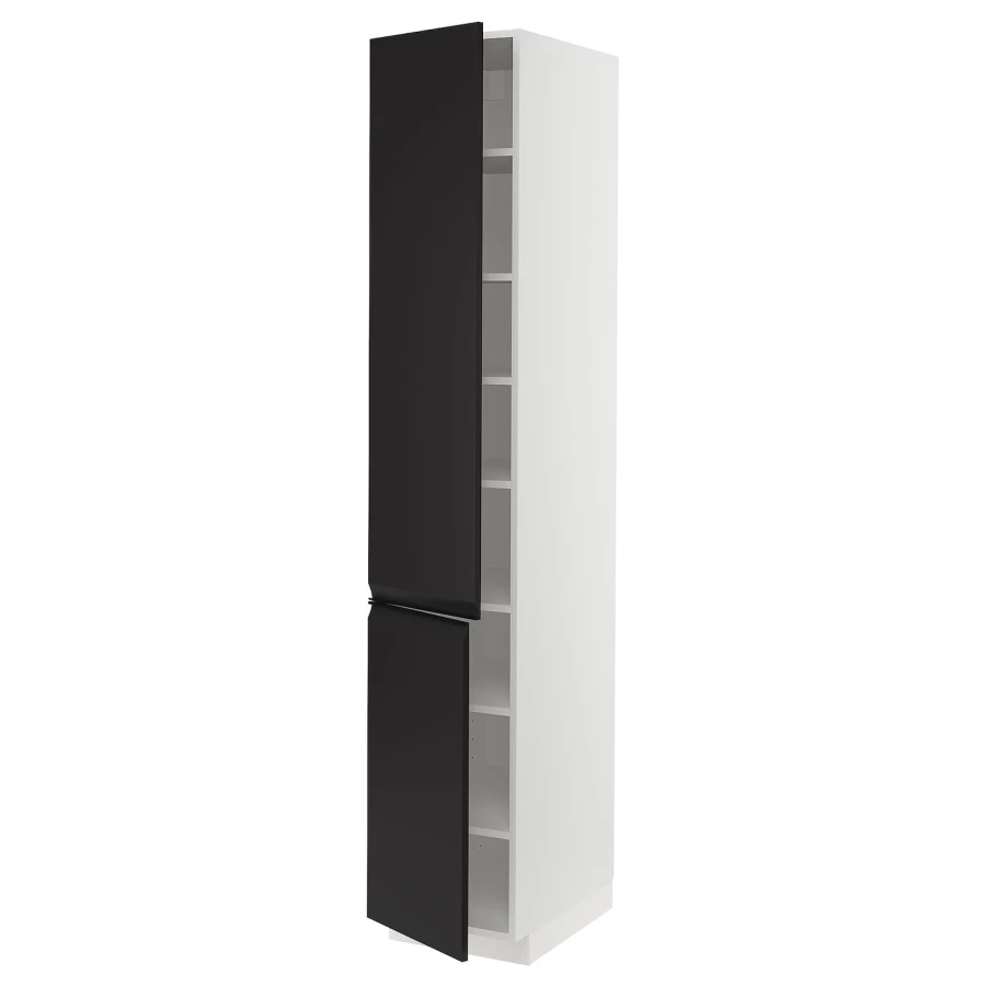 Высокий шкаф - IKEA METOD/МЕТОД ИКЕА, 220х60х40 см, белый/черный (изображение №1)