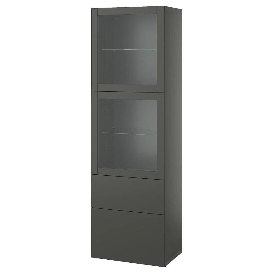 Книжный шкаф - BESTÅ/ BESTА IKEA/ БЕСТА/БЕСТО ИКЕА, 193х60 см, темно-серый (изображение №1)