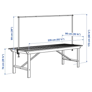 Второе фото. Стол с декоративной рейкой - IKEA BONDHOLMEN/HELGEÖ/HELGEO/БОНДХОЛЬМЕН/ХЕЛЬГЕЁ ИКЕА, 74х235х90 см, белый