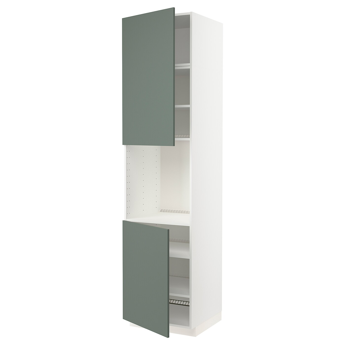 Высокий кухонный шкаф с полками - IKEA METOD/МЕТОД ИКЕА, 240х60х60 см, белый/темно-зеленый