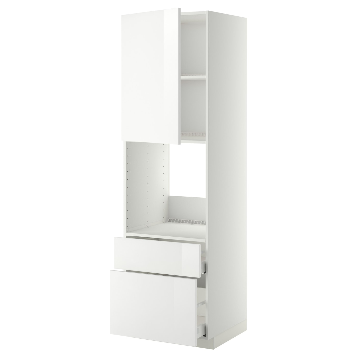 Высокий шкаф с ящиками - IKEA METOD/MAXIMERA/МЕТОД/МАКСИМЕРА ИКЕА, 200х60х60 см, белый глянцевый