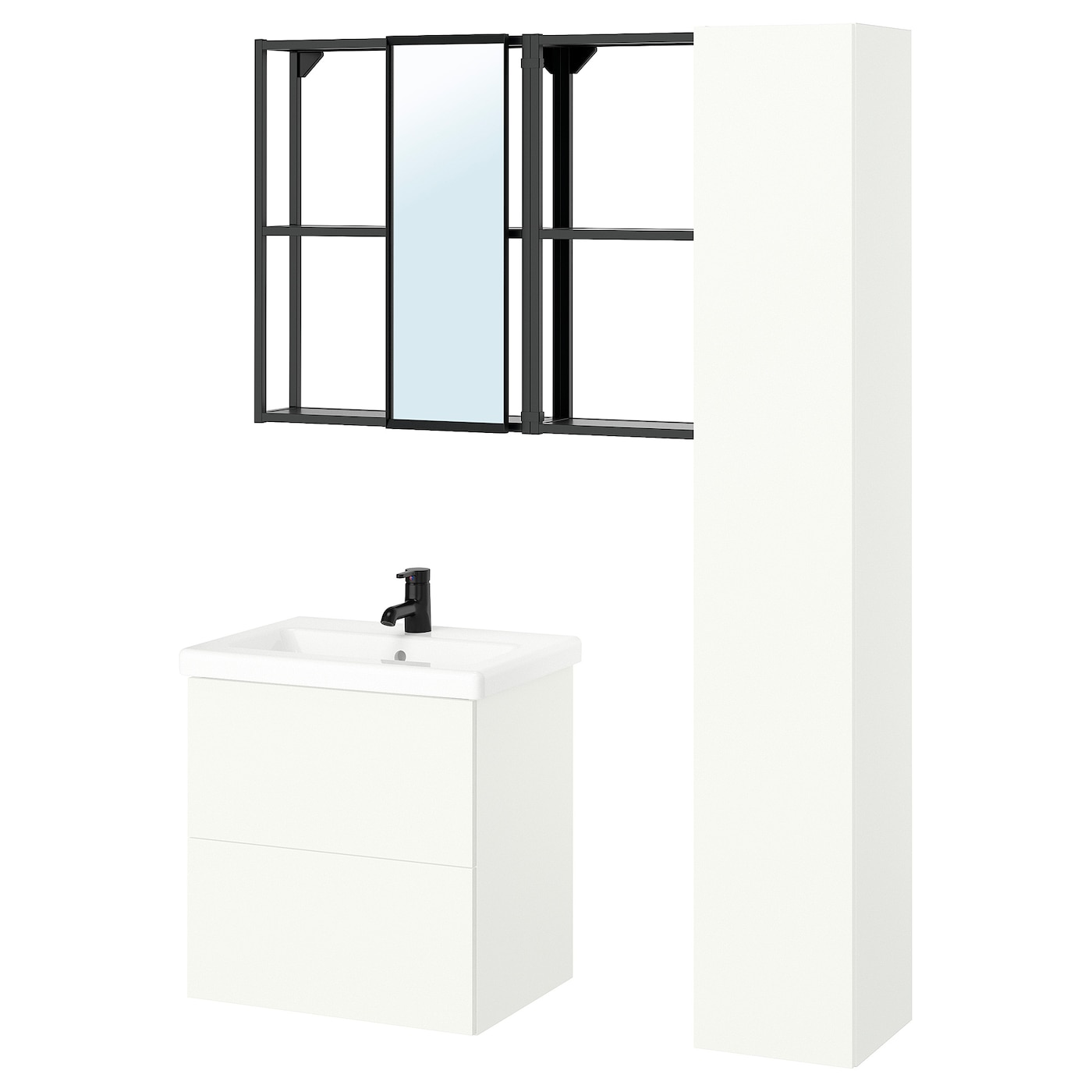 Комбинация для ванной - IKEA ENHET, 64х43х65 см, антрацит/белый, ЭНХЕТ ИКЕА