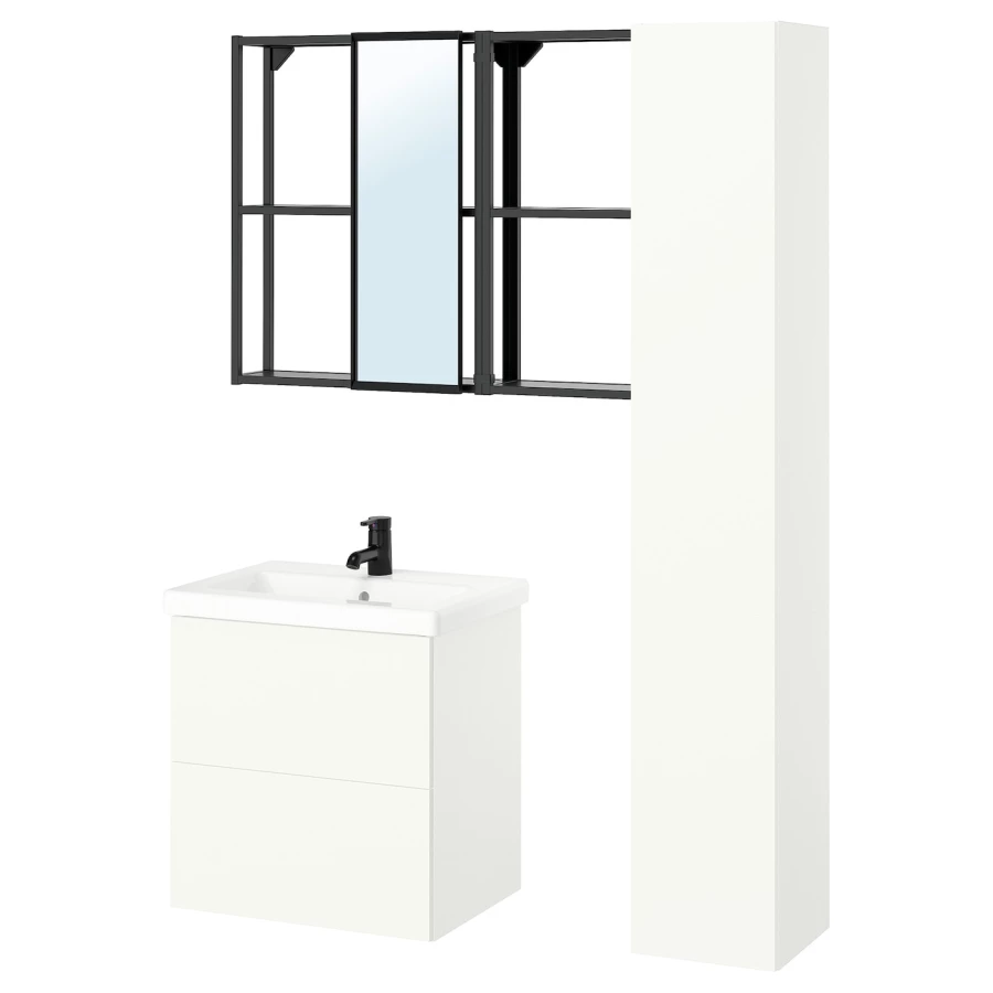 Комбинация для ванной - IKEA ENHET, 64х43х65 см, антрацит/белый, ЭНХЕТ ИКЕА (изображение №1)