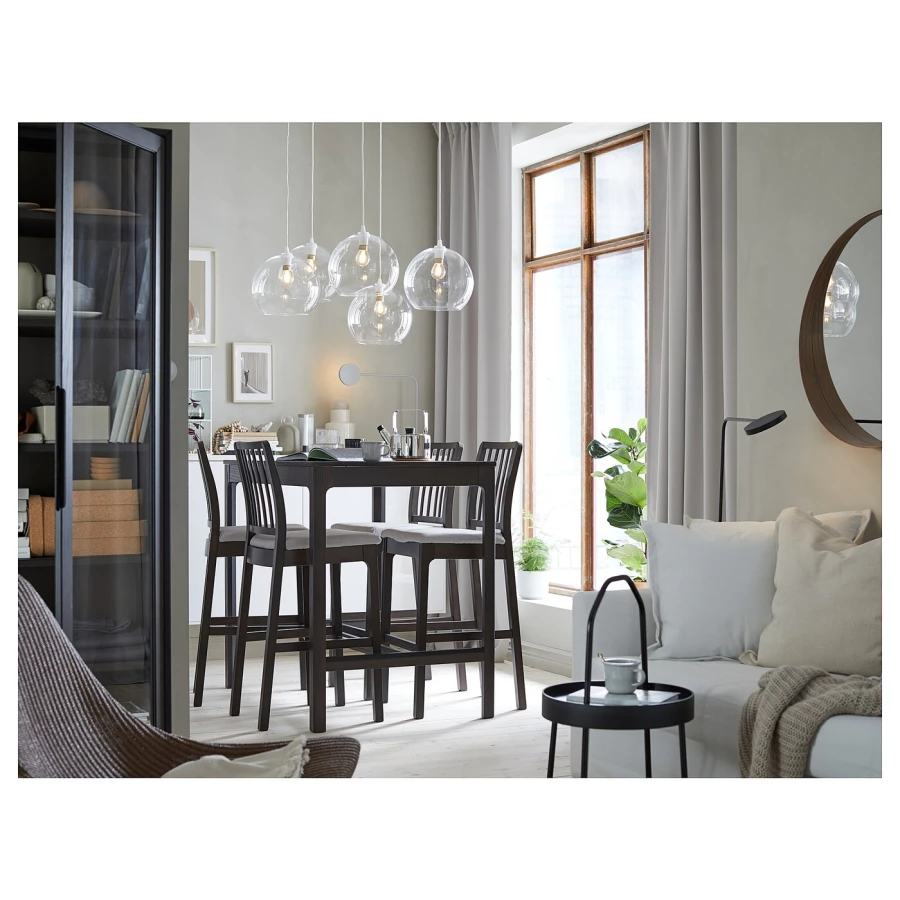 Комплект барного стола и барных стульевт - EKEDALEN IKEA/ЭКЕДАЛЕТ ИКЕА, 120 см, коричневый (изображение №3)