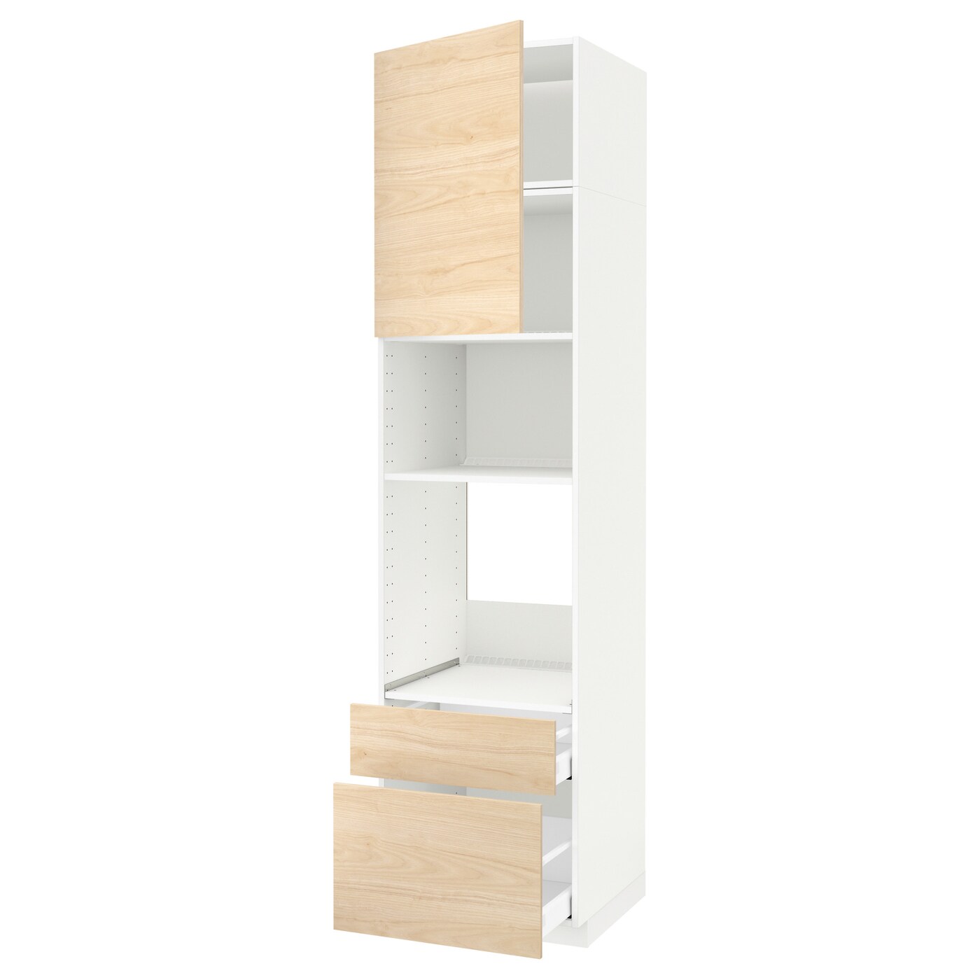 Высокий шкаф с ящиками - IKEA METOD/MAXIMERA/МЕТОД/МАКСИМЕРА ИКЕА, 240х60х60 см, белый/под беленый дуб
