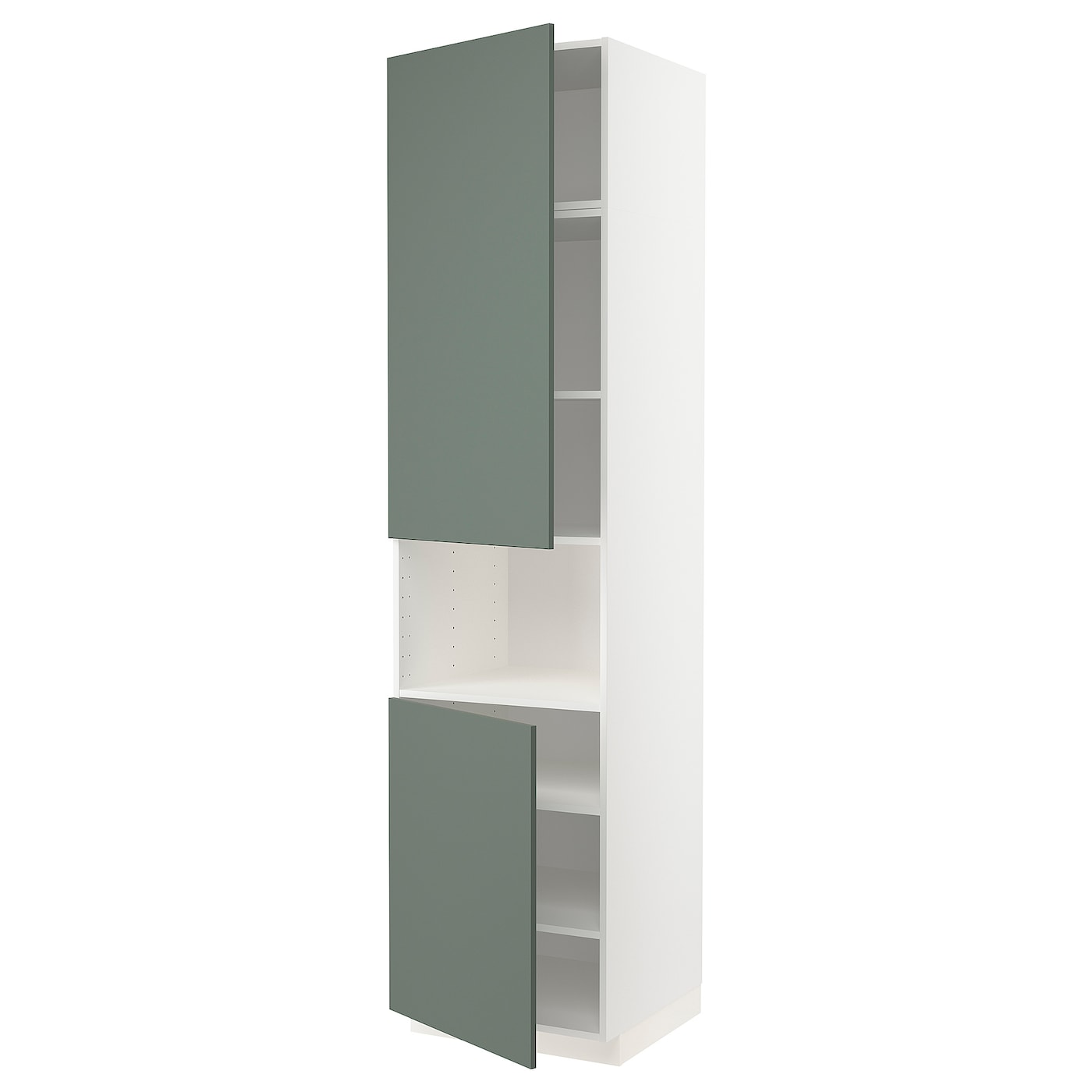 Высокий кухонный шкаф с полками - IKEA METOD/МЕТОД ИКЕА, 240х60х60 см, белый/темно-зеленый