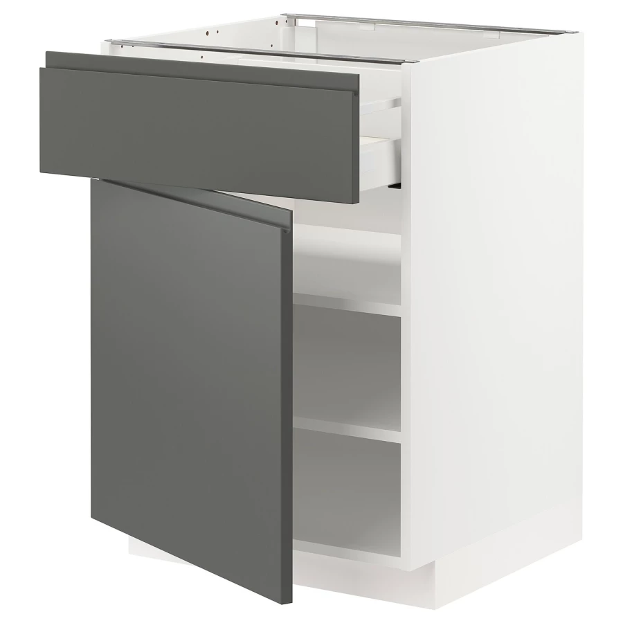 Напольный шкаф - IKEA METOD MAXIMERA, 88x62x60см, белый/темно-серый, МЕТОД МАКСИМЕРА ИКЕА (изображение №1)